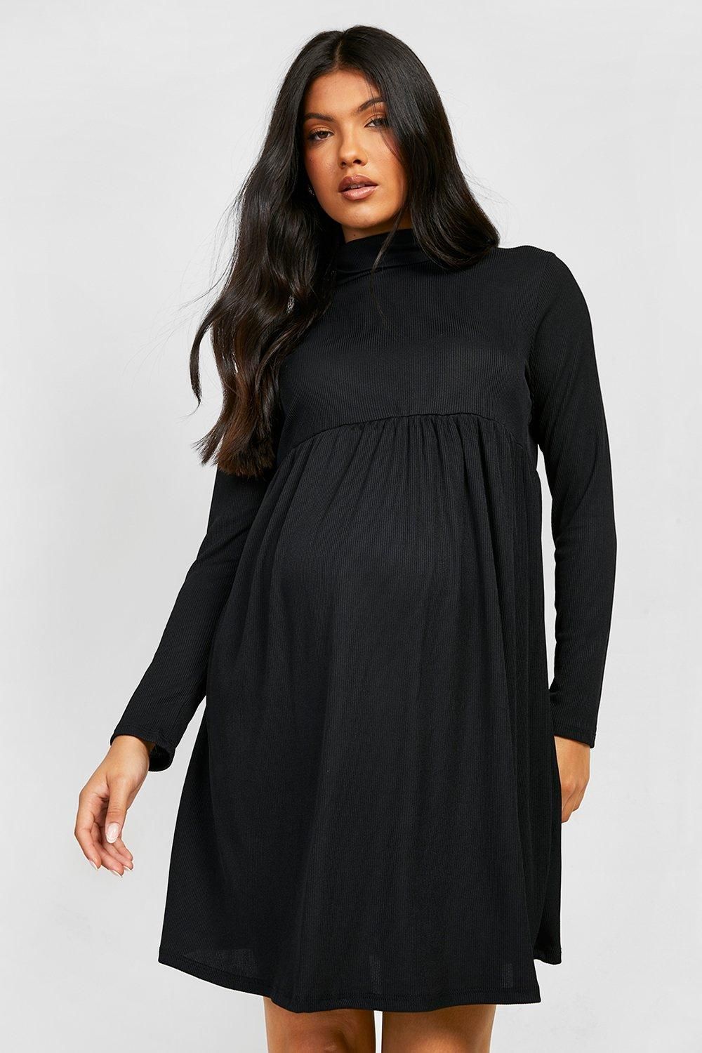 Womens Maternity Turtleneck Smock Dress - Black - 6 | Boohoo.com (US & CA)