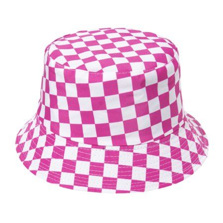 SUNRI Multicolor Checkered Plaid Bucket Hat Reversible Sunscreen Panama Fisherman Cap | Walmart (US)