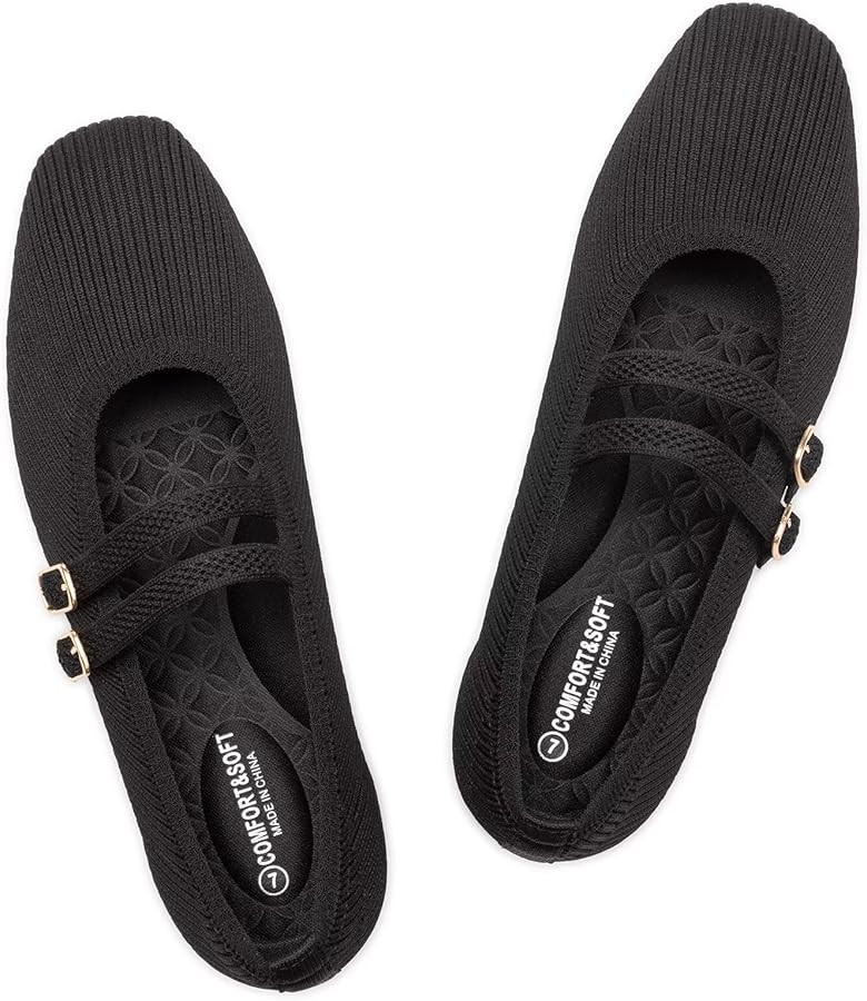 Frank Mully Women's Flats Square Toe Mary Jane Shoes Ballet Flats with Strap Comfortable Slip On ... | Amazon (US)