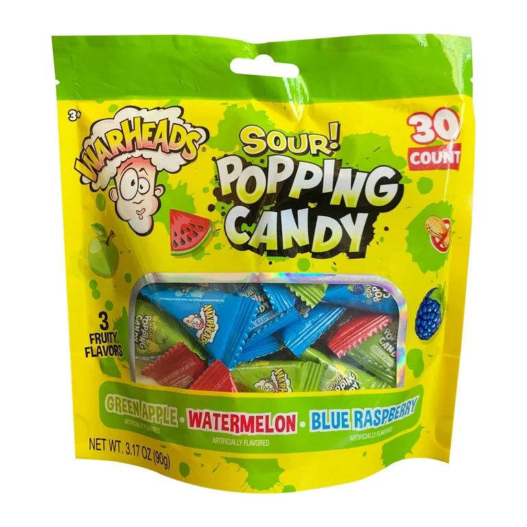 Warheads Sour Popping Candy Assorted Flavors, 3.17 oz, 30 Count - Walmart.com | Walmart (US)