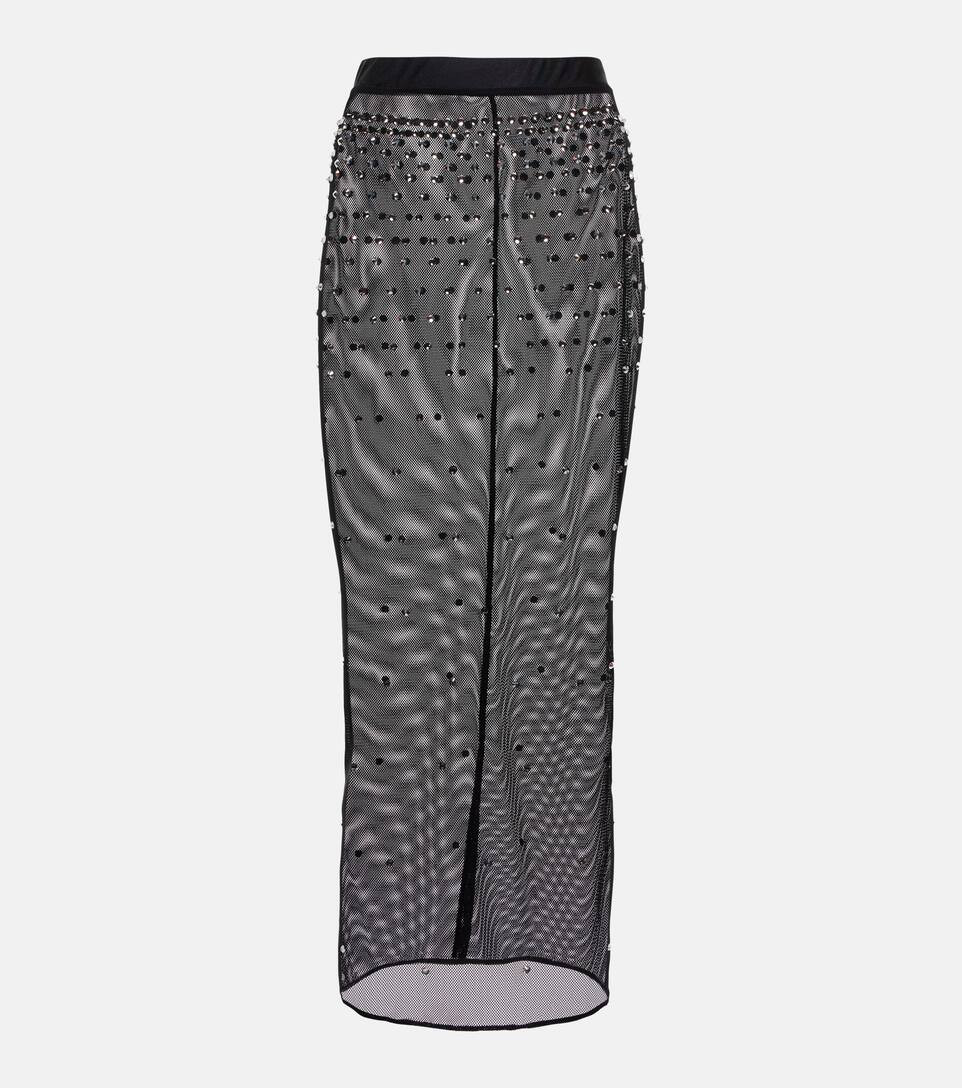 Crystal-embellished mesh midi skirt | Mytheresa (INTL)