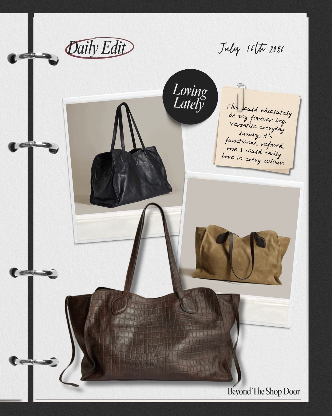 Loving Lately Edit 

This could absolutely be my forever bag. From Parker Thatch, it's designed for versatile everyday luxury, beautifully functional and refined. 

If you're looking for something with a unique style that stands apart from many of the mid luxury and designer bags that can sometimes feel a little oversaturated, this might just be the bag you've been searching for. 

I'd happily own it in multiple colours.

#LTKnewzealand #LTKover50style #LTKbag