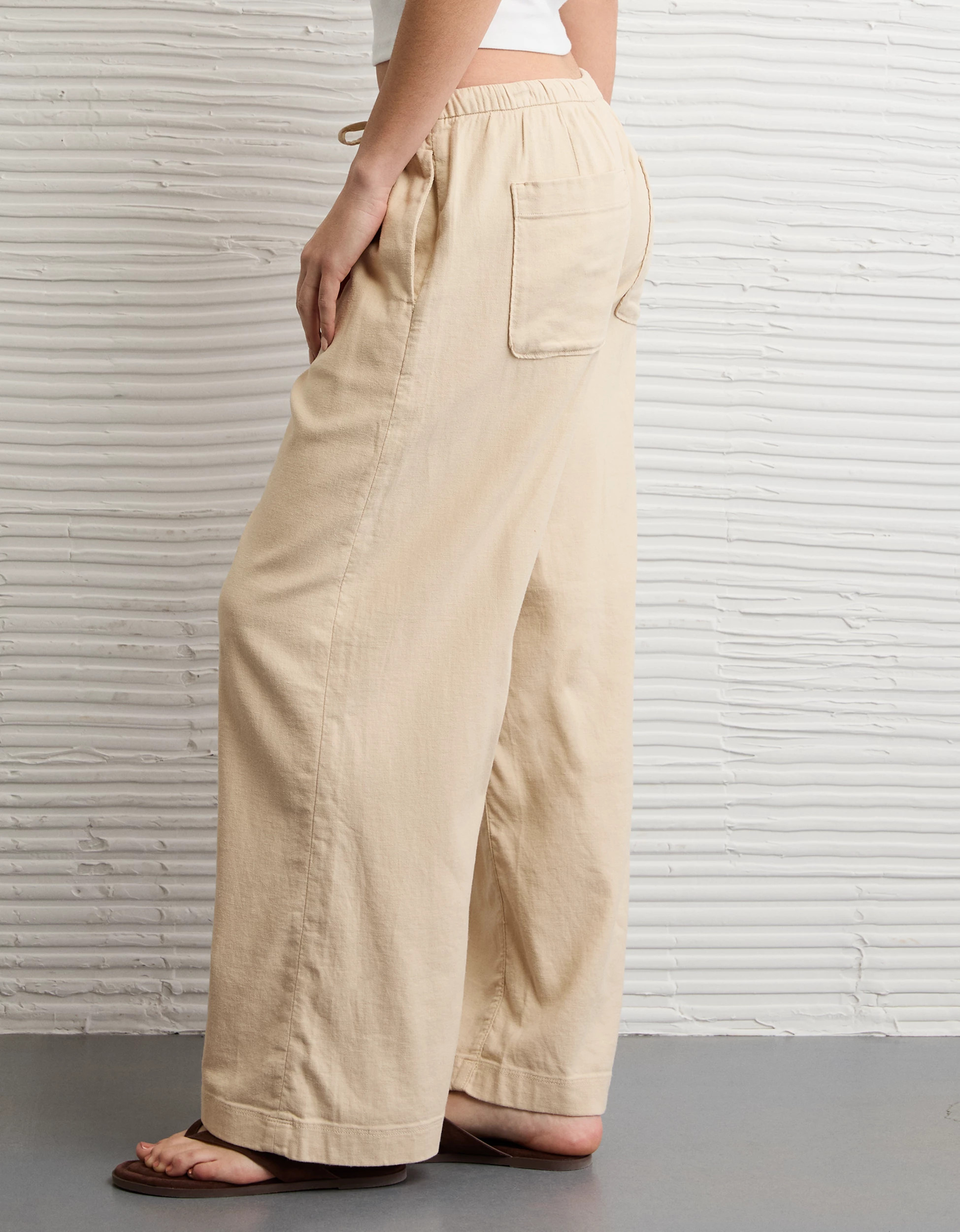 AE Stretch Low-Rise Linen-Blend Pull-On Pant | American Eagle Outfitters (US & CA)