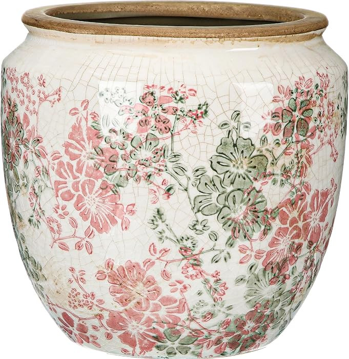 LemonRoad 7 Inch Large Vintage Ceramic Planter with Drainage Holes Ice Crackle Flower Vase Flower... | Amazon (US)
