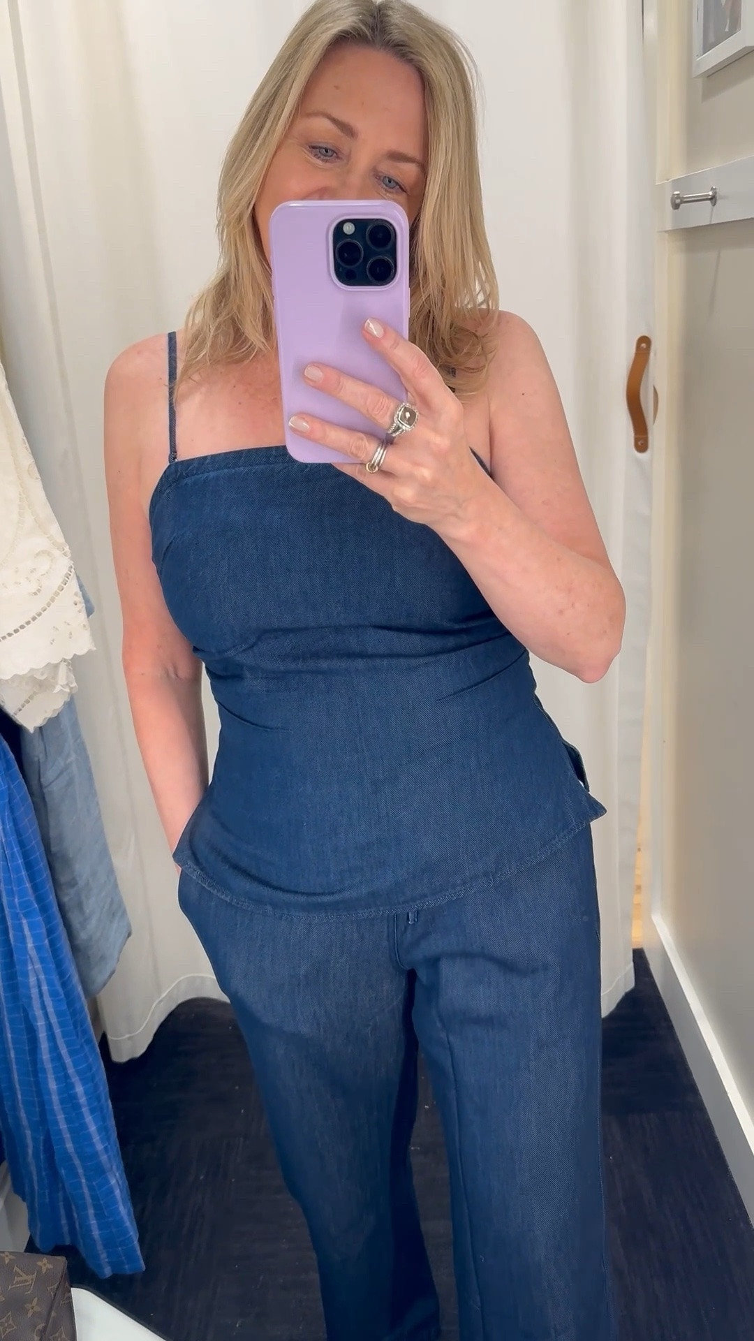 Airy denim pull on jeans and ruched top, perfect for a summer outfit!

#LTKdayinmylife #LTKootd #LTKxMadewell