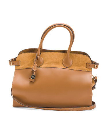 Made In Italy Leather And Suede Selleria Bag | TJ Maxx