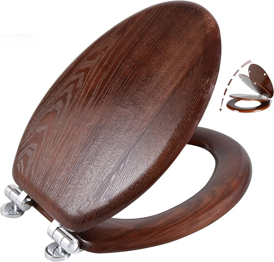 Angel Shield Elongated Wood Toilet Seat with Quiet Close,Easy Clean,Quick-Release Hinges(Elongate... | Amazon (US)