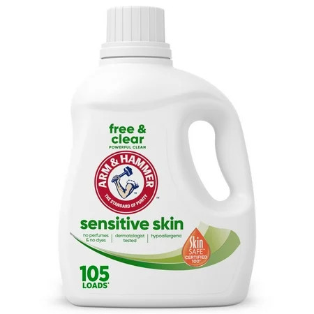 ARM & HAMMER Sensitive Skin Free & Clear Liquid Laundry Detergent Soap, 105 fl oz, 105 Loads | Walmart (US)