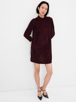 Puff Sleeve Mockneck Velvet Mini Dress | Gap (US)