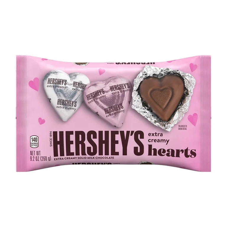 Hershey's Milk Chocolate Hearts Valentine's Day Candy, Bag 9.2 oz - Walmart.com | Walmart (US)