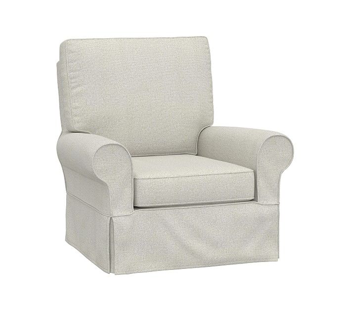 PK Comfort Swivel Glider Slipcover, Performance Heathered Basketweave, Dove | Pottery Barn Kids