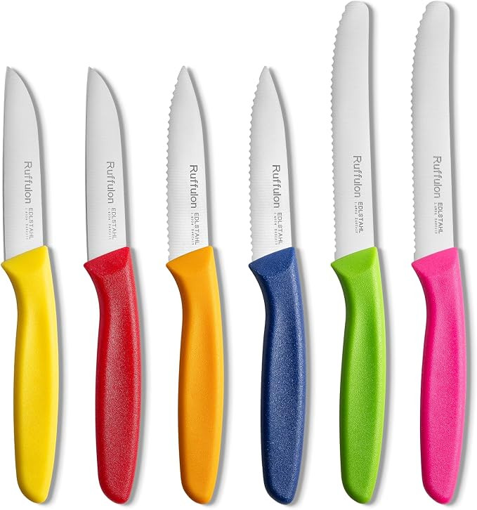 Vegetable and fruit knife set of six,Ultra Sharp Stainless Steel Paring Knife with Ergonomic PP p... | Amazon (US)