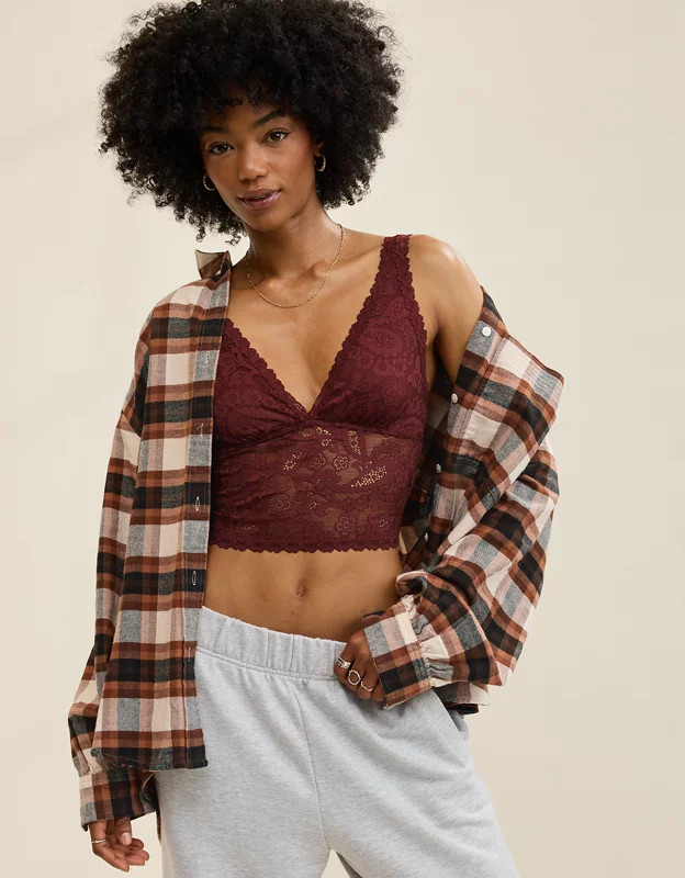 Show Off Paisley Lace Padded Plunge Tank Top | American Eagle Outfitters (US & CA)