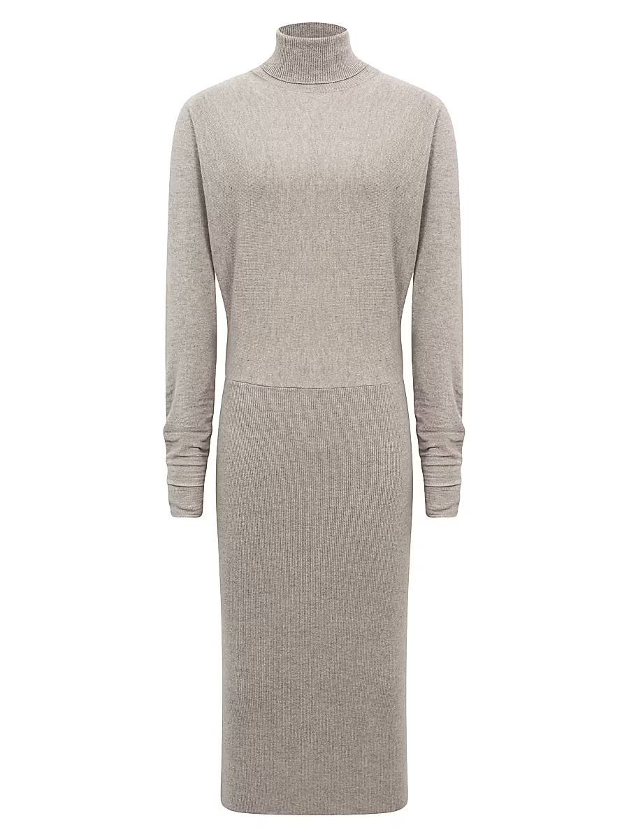 Women's Knit Turtleneck Blouson Sweaterdress - Oatmeal - Size Medium | Saks Fifth Avenue