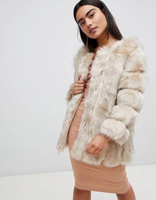 Jayley Luxurious Stripe Fur Jacket | ASOS US