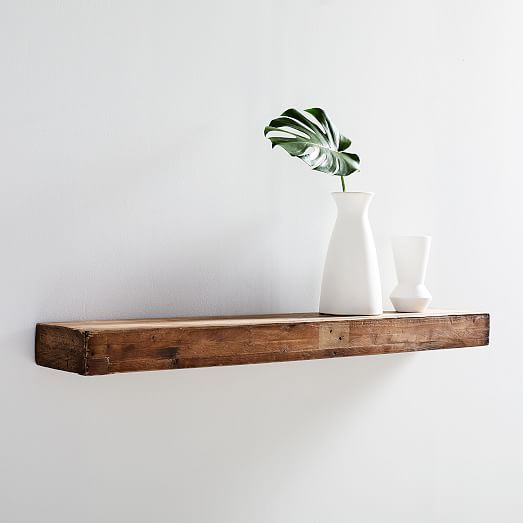 Reclaimed Solid Pine Floating Wall Shelves | West Elm (US)