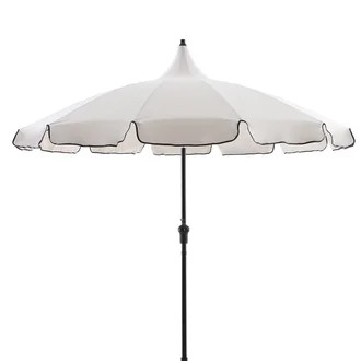 My Texas House 9ft Off-White with Black Trim Round Market Patio Umbrella | Walmart (US)