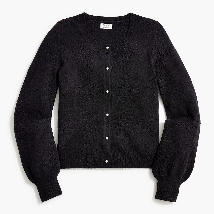 Puff-sleeve cardigan sweater in extra-soft yarn | J.Crew Factory