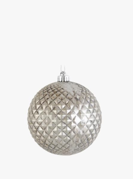 Set of 4 Diamond Embossed Shatterproof Ornaments 6 Inch, Glittered Metallic Pewter Round Christma... | Amazon (US)