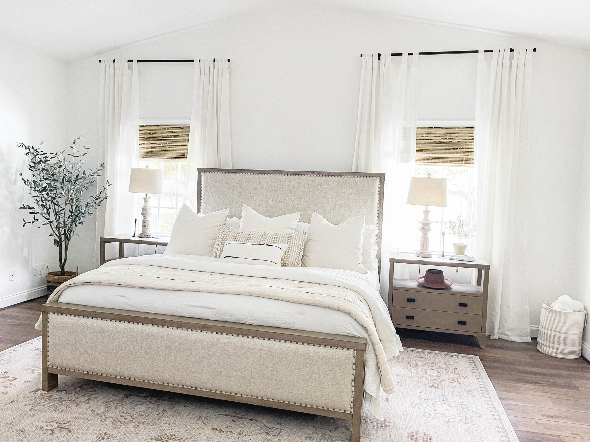 Our bedroom. White master bedroom. #masterbedroom #whitebedroom #neutraldecor

#LTKhome #LTKSeasonal #LTKstyletip