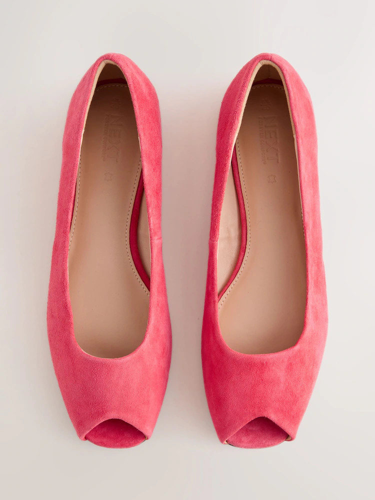 Coral Pink Forever Comfort® Suede Peeptoe Flats | Next EU