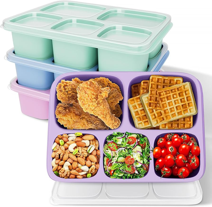 Mosville® Bento Snack Containers, 4 Pack Lunchable Container with 5 Compartments for Adults On-t... | Amazon (US)