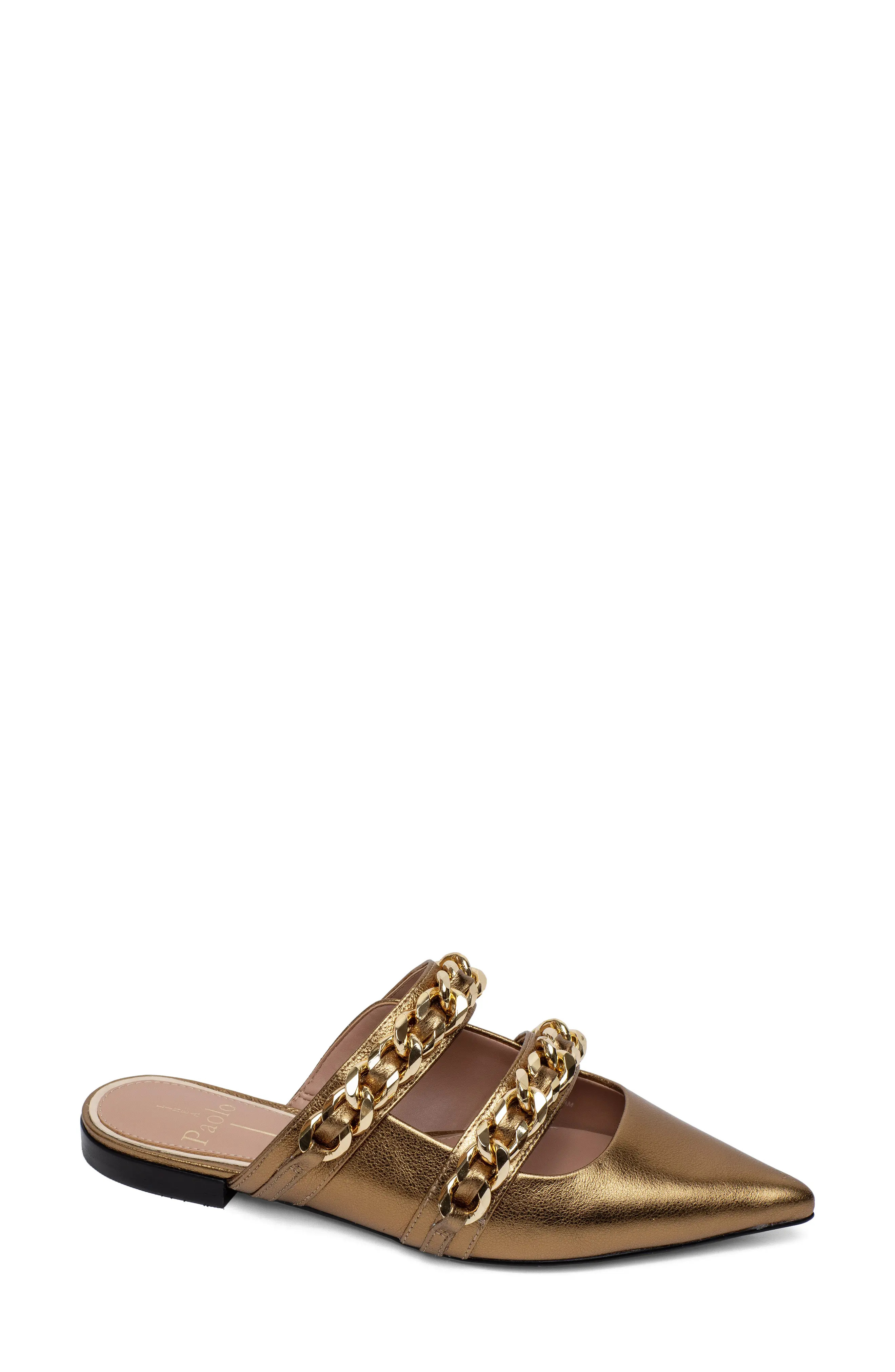 Linea Paolo Aurel Pointed Toe Mule, Size 9.5 in Gold at Nordstrom | Nordstrom