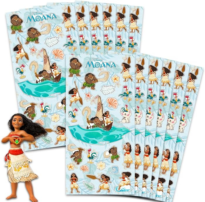 Moana Party Favors for Boys & Girls Bundle ~ 12 Pack Moana Sticker Sheets for Kids Birthday Party... | Amazon (US)