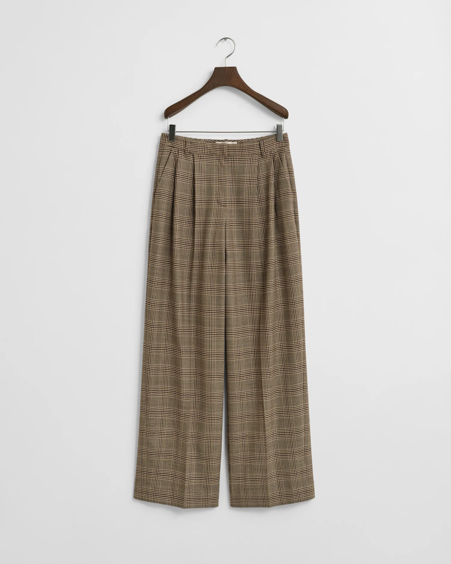 Checked Pleated Wool Blend Pants | Gant