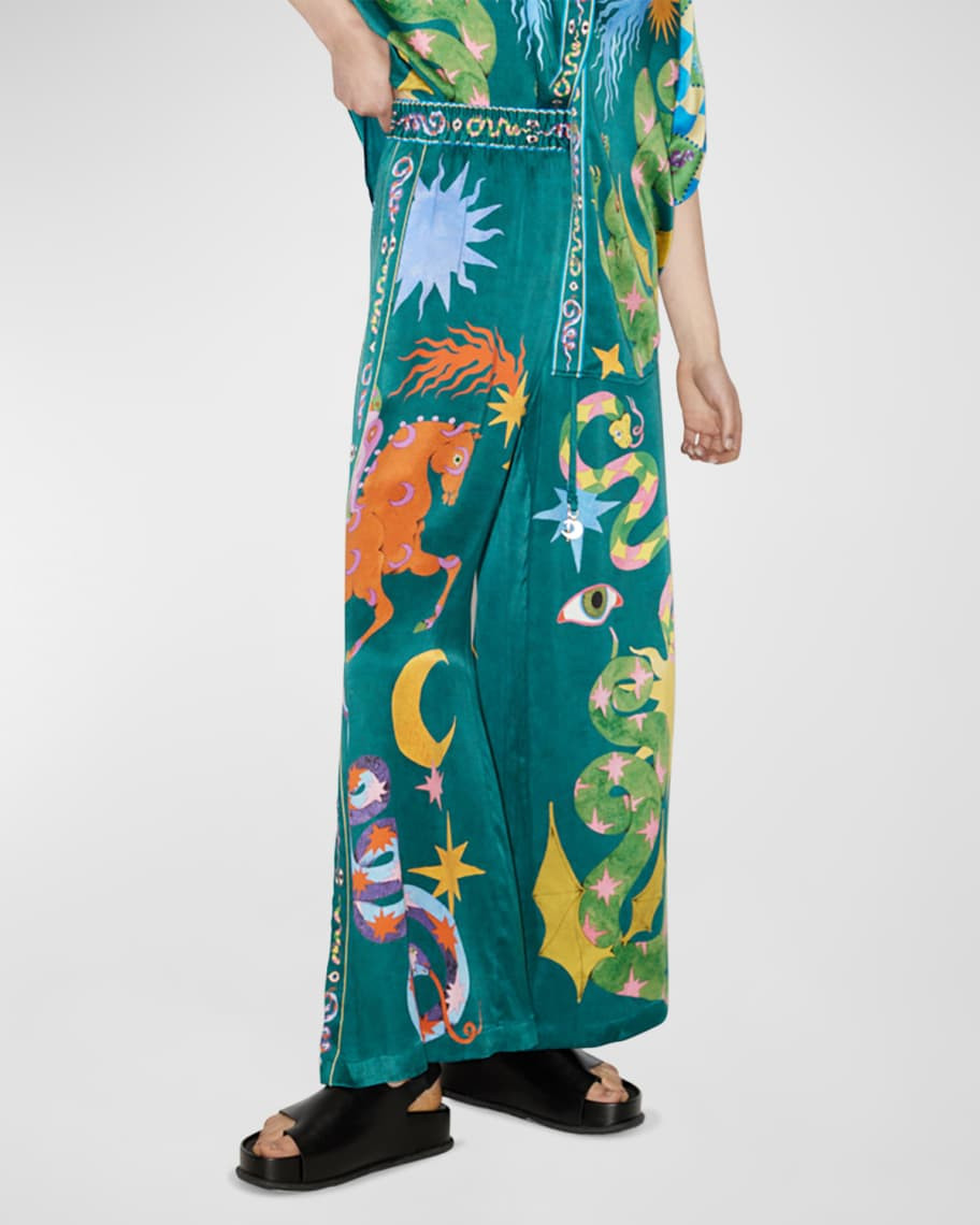 ALEMAIS Guardian Printed Silk Pants | Neiman Marcus