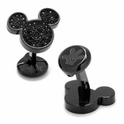 Cufflinks Inc Men's Stainless Steel Black Pave Crystal Mickey Mouse Cufflinks | Belk