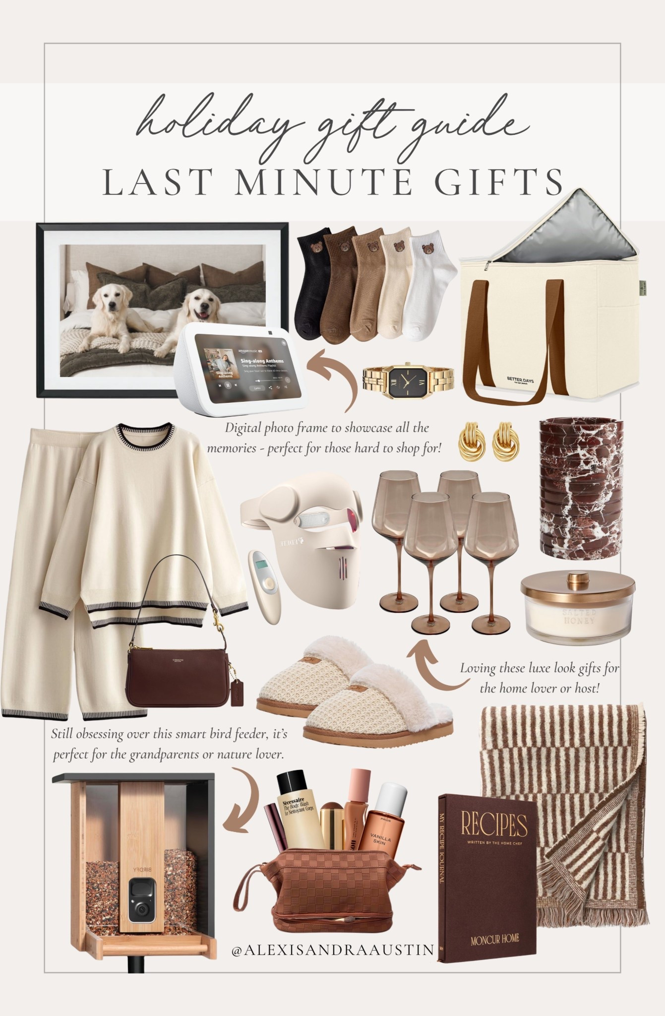 Rounding up all of my favorite last minute gifts for the last minute shoppers!

Holiday gift guide, neutral gift guide, last minute gifts, cozy socks, neutral wine glasses, cooler bag, cozy matching set, cozy slippers, neutral throw blanket, stocking stuffers, self care gifts, handbag, smart bird feeder, wine chiller, gold jewelry, Target style, found it on Amazon, shop the look!

#LTKGiftGuide #LTKHoliday #LTKSeasonal