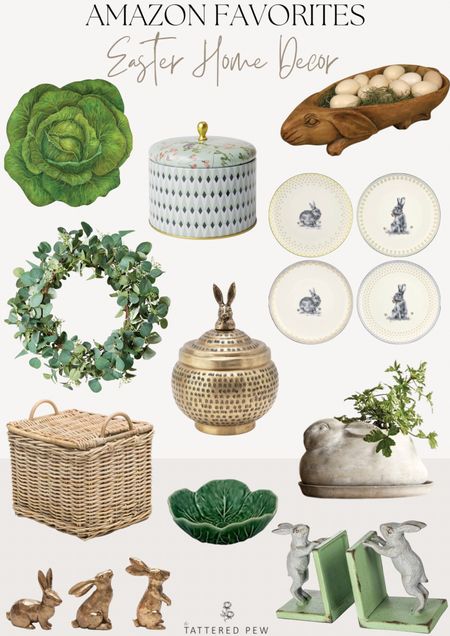 Shop all these great Easter decor finds from Amazon!

Spring greenery wreath, Easter bunny planter, leaf bowls, bunny bookends, bunny plate set, cabbage place mats, Easter Spring candle, wood bunny, Easter bunny decor


#LTKSeasonal #LTKfindsunder100 #LTKhome