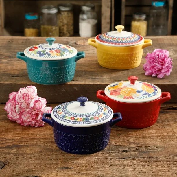 The Pioneer Woman Floral 6.25-Inch Casserole with Lid, Set of 4 | Walmart (US)