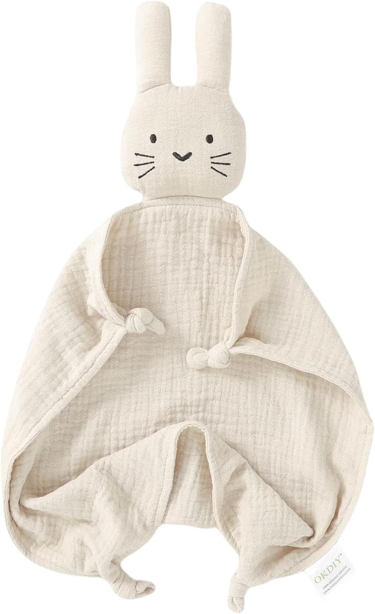 Organic Cotton Bunny Loveys for Babies,Newborn Baby Lovey Security Blanket,Lovies for Babies New Born Baby Unique Neutral Gifts Boys and Girls (Bunny-Khaki) | Amazon (US)