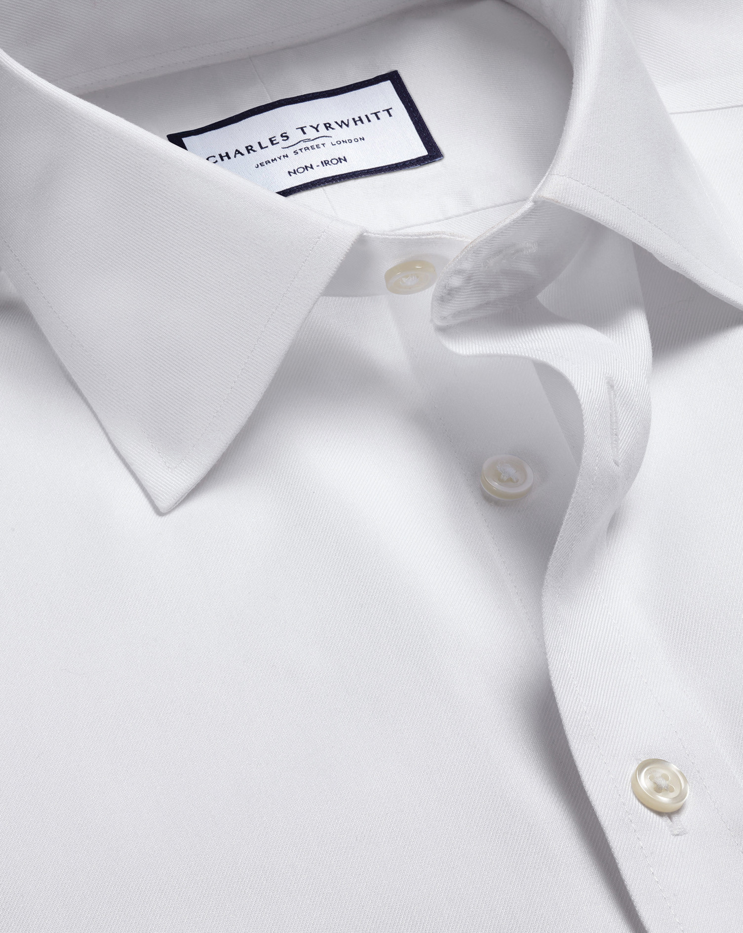 Non-Iron Twill Shirt - White | Charles Tyrwhitt