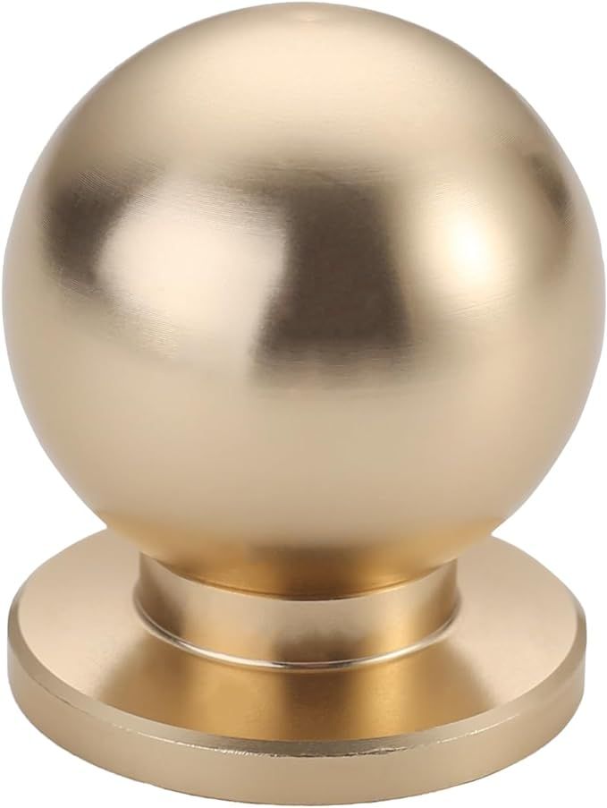 Alzassbg 10 Pack Gold Cabinet Knobs, 1 Inch(27mm) Diameter Kitchen Cabinet Hardware Round Ball Kn... | Amazon (US)