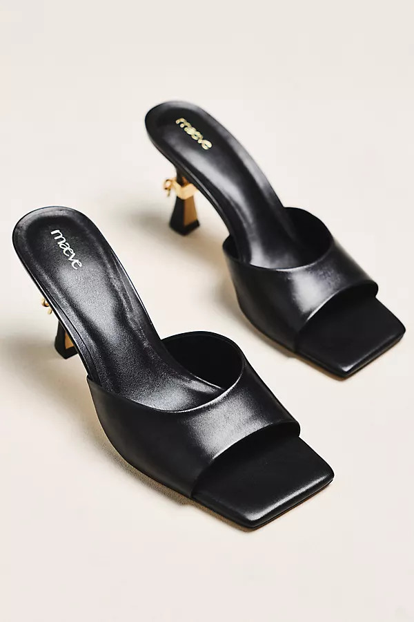 Metal Bow Open-Toe Mule Heels | Anthropologie (US)