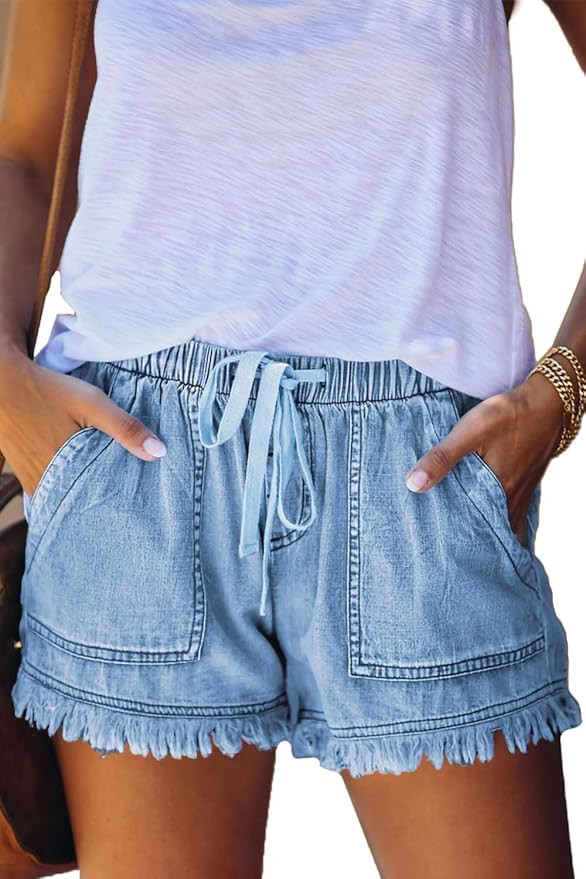 YOCUR Womens Lightweight Shorts Casual Baggy Trendy Hot Pants Elastic Waist Drawstring Comfy Shor... | Amazon (US)