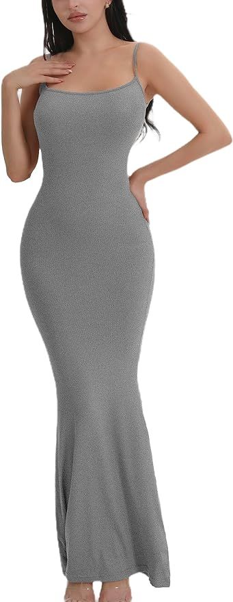 AYWA Women’s Sexy Long Slip Dress Soft Lounge Sleeveless Bodycon Ribbed Maxi Dresses | Amazon (US)
