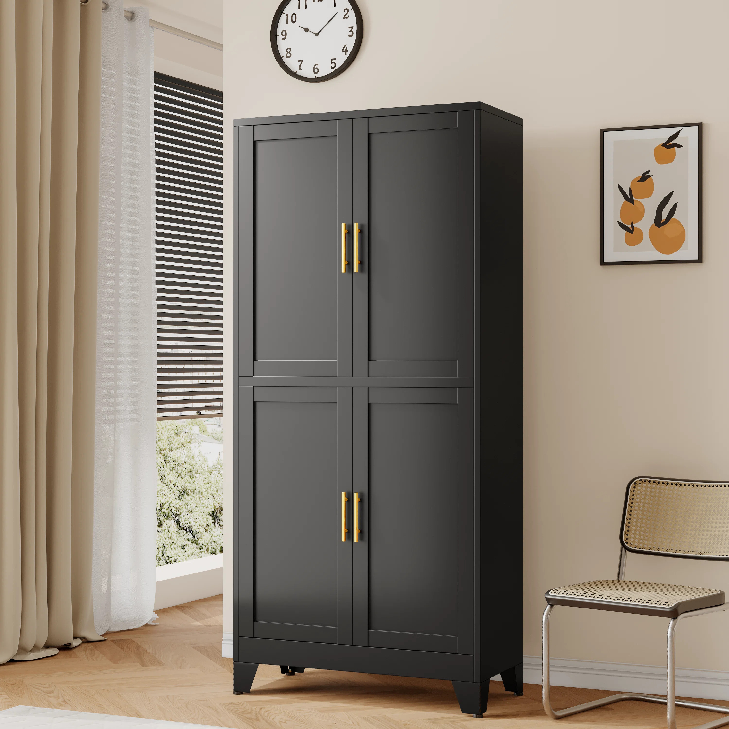 Winston Porter 74.8'' Tall Storage Cabinet With 4 Doors And Adjustable Shelves For Multiple Uses | Wayfair North America