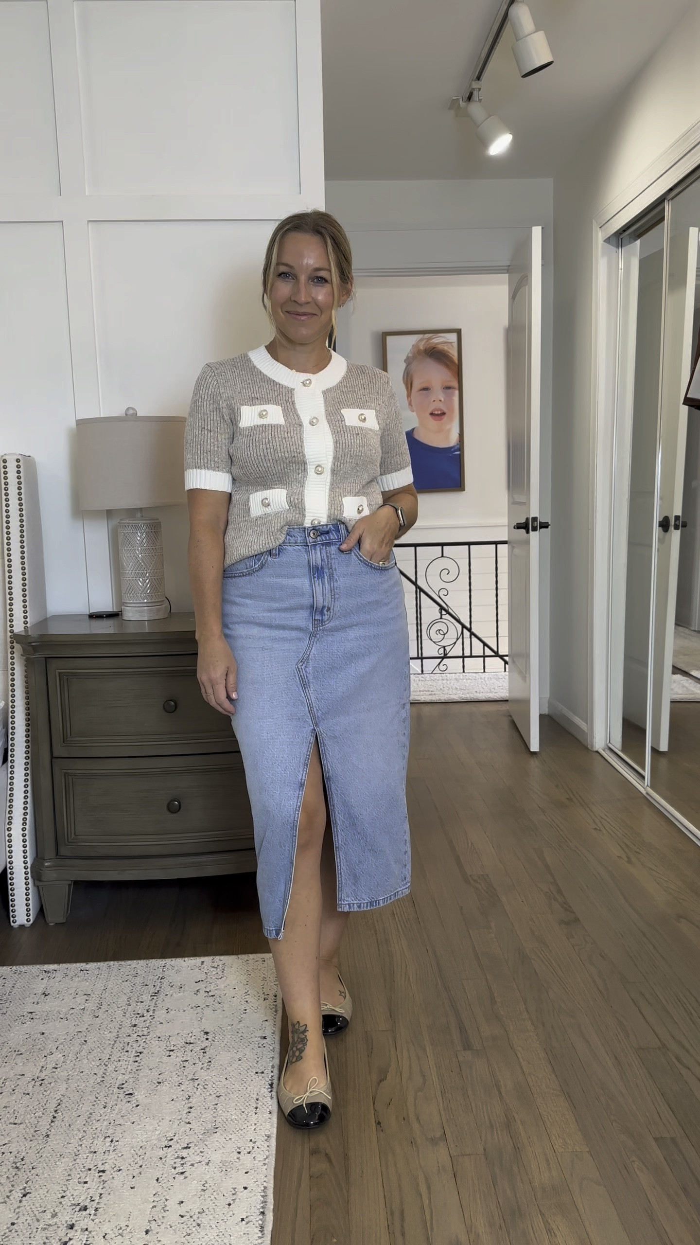 Quiet luxury on a budget…and styling it with a denim skirt! Size 8 regular skirt. 
All medium tops! 

#LTKBacktoSchool #LTKFallSale #LTKVideo