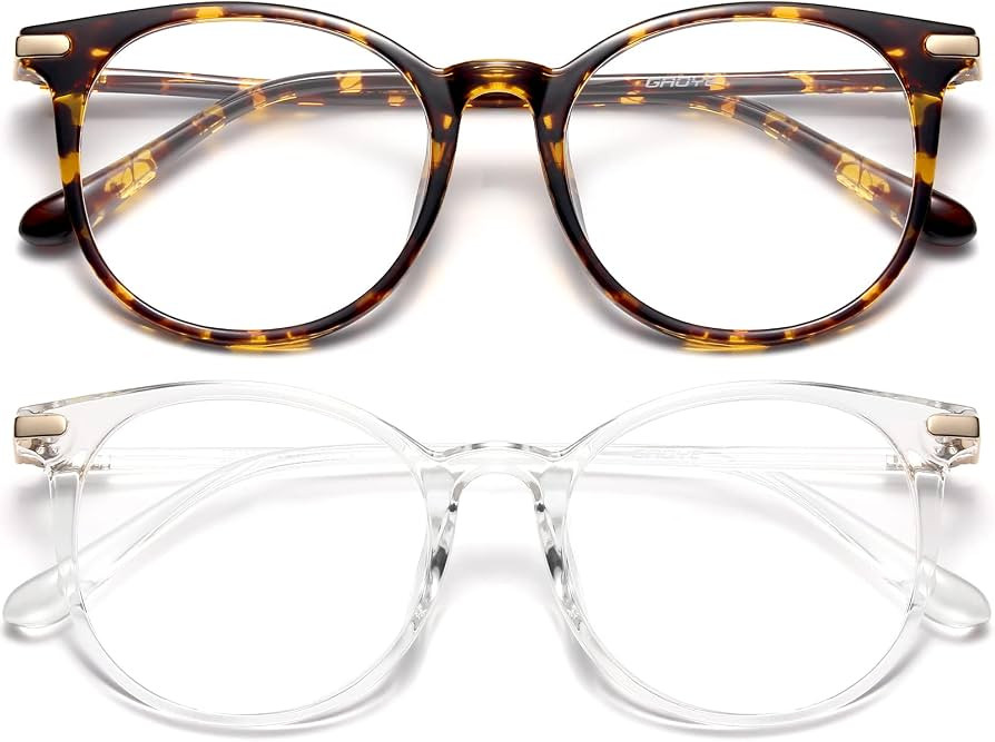 Gaoye 2 Pack Blue Light Blocking Glasses, Retro Round Eyewear Frame Anti Eyestrain Computer Glass... | Amazon (US)