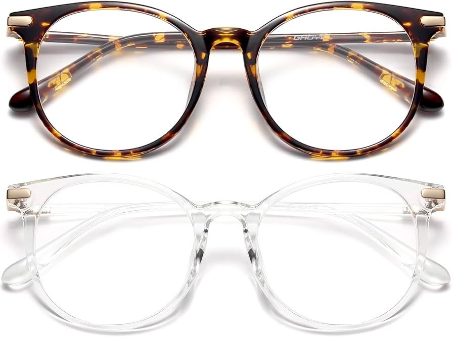 Gaoye 2 Pack Blue Light Blocking Glasses, Retro Round Eyewear Frame Anti Eyestrain Computer Glass... | Amazon (US)