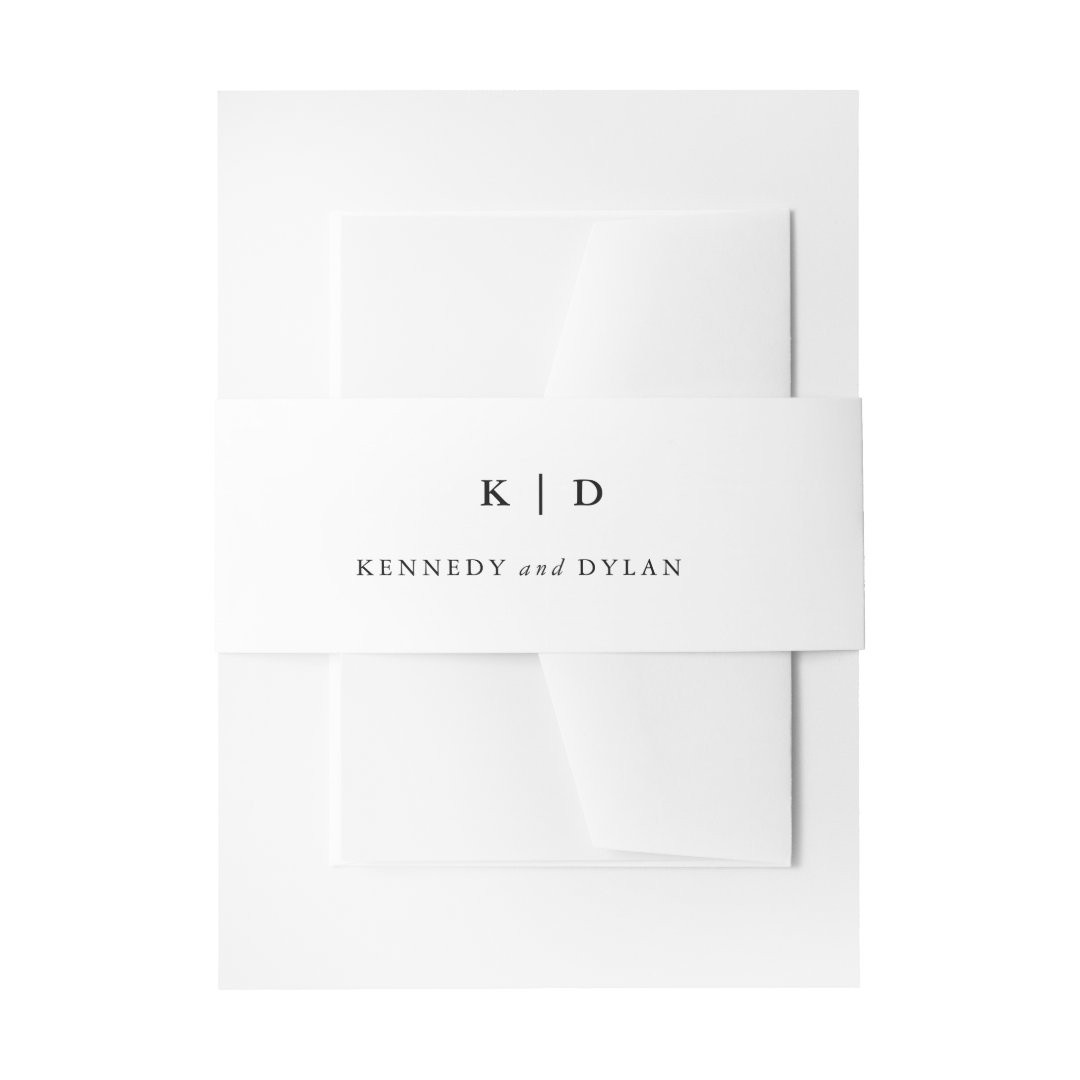 Simple Black and White Elegant Wedding Invitation Belly Band | Zazzle