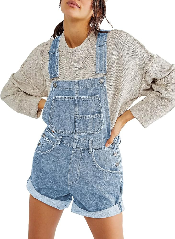 Sovoyontee Damen Jean Shortalls Träger Denim Overalls Shorts Strampler Jumpsuits | Amazon (DE)