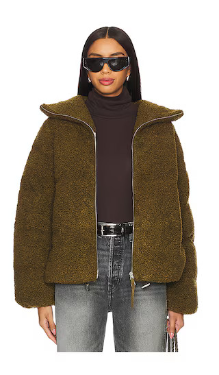 Wilkins Sherpa Puffer Jacket in Dark Olive | Revolve Clothing (Global)
