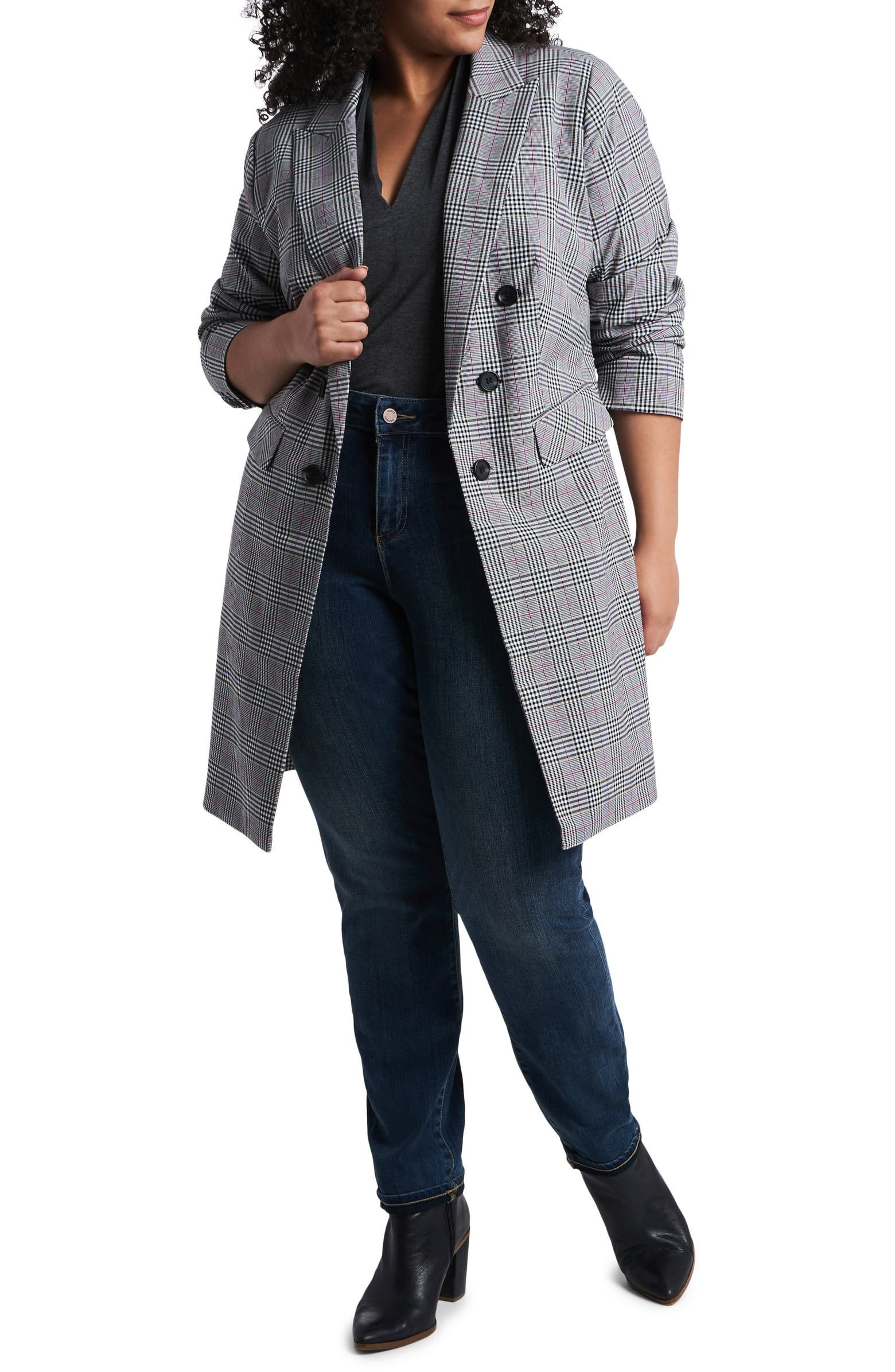 Ruched Sleeve Longline Blazer | Nordstrom