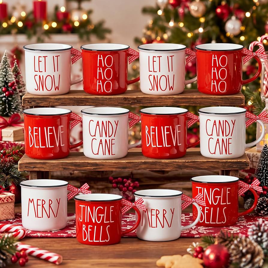 12 Pcs Christmas Mugs Bulk Christmas Ceramic Mugs with Handle | Amazon (US)