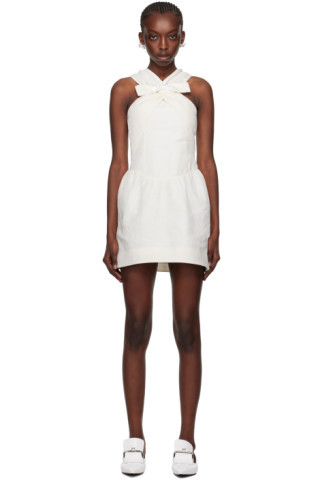 White Crossover Bow Minidress | SSENSE